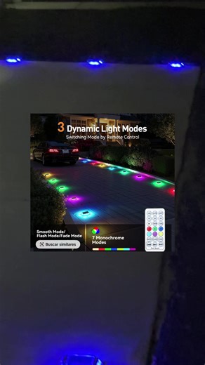 FabStyl Durable Aluminum Solar Driveway Deck Dock Light, 9 RGB Lighting Colors Modes, Ourdoor Waterproof Decorative Light Lamp for Ground, Pathway, Boat Dock, Step, Walkway, Path, Garden, Lane, Yard, Patio##driveway##lights