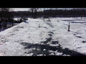 Flat Roof Ice Dam Removal, Rubber Roof Frozen Gutter, Snow Shoveling Dover NH Manchester Portland ME