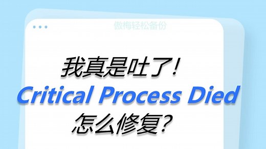 我真是吐了！Critical Process Died怎么修复？
