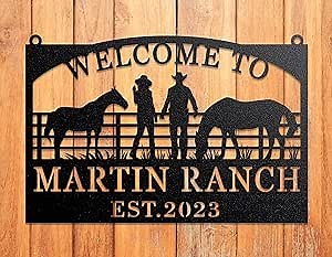Personalized Horse Ranch and Farm Metal Wall Art Signs, Custom Metal Farm Sign for Home Decor, Farmhouse Name Decor