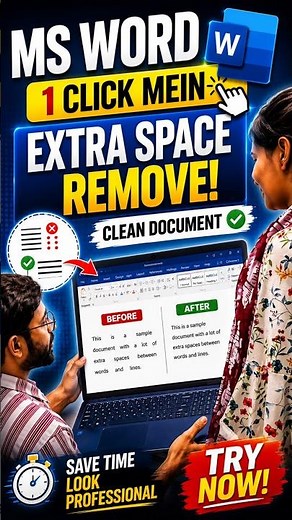 Extra Spaces Remove in Seconds 😎 #msword #excel #tlscomputer