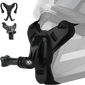 Helmet Mount Chin Strap Clamp for GoPro Insta360 Motorcycle Dirt Bike Accessories, Head View Holder Attach for Go Pro Max Hero 12 11 10 9 8 7 Insta 360 X3 Go3 Ace Pro DJI Action 4 Osmo Pocket 3 Camera
