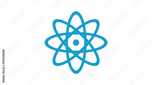 Animated of atom icon. Rotating electrons and pulsating nucleus line animation. Atomic structure.