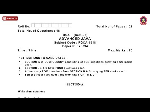 MCA 3RD SEM ADVANCED JAVA JAN 2021 | PTU