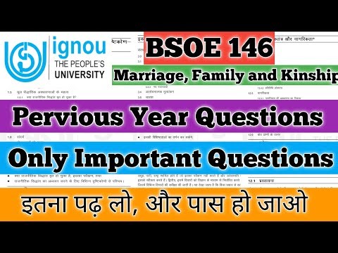 BSOE 146 Important Questions 2025 BSOE 146 Important Questions December 2025 BSOE146 Marriage Family