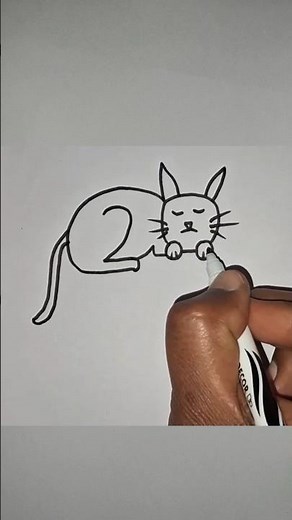 How to Draw a Cat from 200 | Easy Number Drawing #shorts