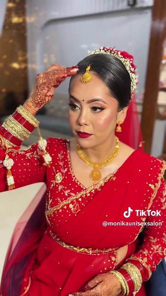 Blushing bride, flawless glow. #fyp #monikaunisexsalon #bridalmakeupartist #bridalbeauty #tiktokcreatorsearchinsightsincentive
