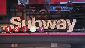 Neon subway sign with numbers - Free Stock Video