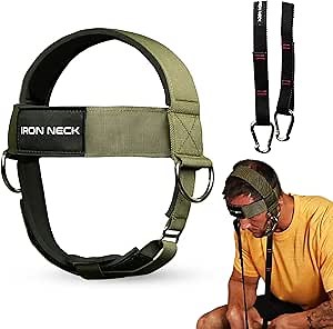 Neck Harness for Increases Neck Core Strength - Neck Exerciser with 30" Heavy Duty Steel Chain for Safely Lifting Weights Up to 280 lbs, Adjustable Head with Nylon Tether and 2 Carabiners