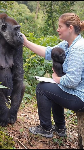 Watch as a dedicated wildlife researcher records her notes deep in the jungle, only to experience the ultimate surprise—an incredible gorilla mother performs an act of trust and magic by gently letting her see and hold her precious baby! 🦍🥹💚This emotional encounter will leave you speechless as the bond between human and gorilla shines through in breathtaking detail. Jungle adventure, awe, and pure heart—don’t miss this rare moment caught on camera! 🌳✨📓#GorillaMagic #WildlifeWonder #JungleRe