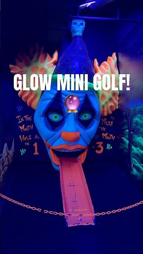 Trying the coolest glow-in-the-dark monster mini golf in Edmonton! 🦖⛳️🇨🇦 #yeg #shorts