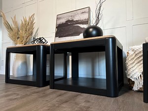 Pair of Refinished Vintage Retro End Tables, Modern Side Table Set. Shipping is NOT Free. Please Read Description Before Purchasing. - Etsy