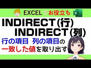 【Excel講座】Indirect(行) Indirect(列)と書くと行の項目、列の項目が一致した値を表示できます。Index-Matchと同じ働きをするので、それぞれの使い分けの話もしていきます。｜ひろ先生のお役立ちExcel講座