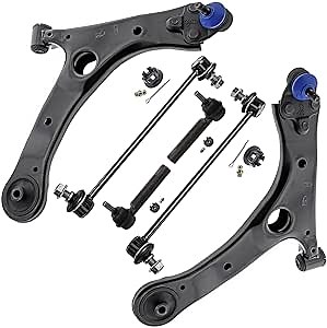 Detroit Axle - Front 6pc Control Arms Kit for 2014-2019 Toyota Corolla, 2 Lower Control Arms with Ball Joints, 2 Outer Tie Rods, 2 Sway Bar Links 2015 2016 2017 2019 Replacement