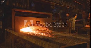 Coal coking process, coke oven coal making process. Hot coke coal leaves the furnace.