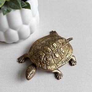 Antiqued Brass Turtle Box With Removable Lid, Turtle Figurine - Etsy