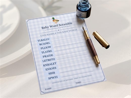 Blue Gingham Baby Word Scramble Game - Mallard Duck Theme - Editable Baby Shower Activity - Etsy