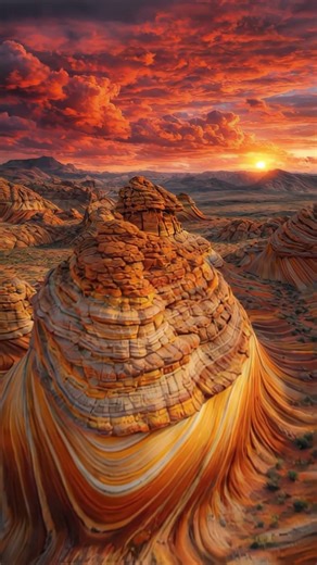 The Wave at Sunset 🌅 | Coyote Buttes North Arizona–Utah Border | Cinematic Drone Flight