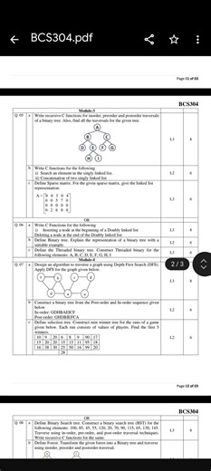 BCS304 Model Question paper VTU #engineering #vtu #ytshorts #exam