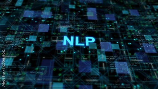 Natural language processing concept showing artificial intelligence text analysis, speech recognition, machine learning algorithm, and deep learning communication technology interface