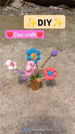 DIY clay flowers vase making Idea😱||polymer clay tree art tutorial✨||#diy #ytshorts #clay #miniature