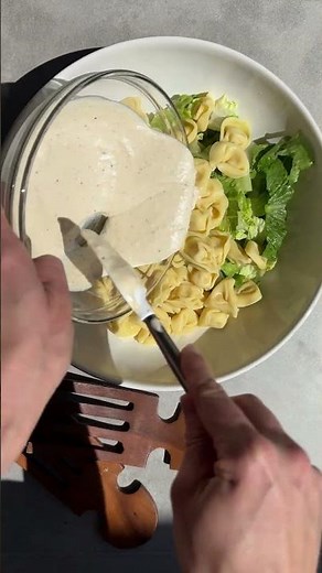 Cheese tortellini + Caesar dressing = the most addictive pasta salad of summer. #pastasaladrecipe