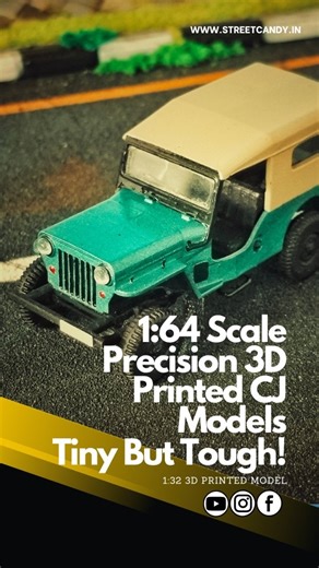 Streetcandy on Instagram: "1:64 Scale Precision 3D Printed CJ Models – Tiny But Tough! Presenting our ultra-detailed 1:64 scale 3D printed CJ models – a perfect blend of classic rugged design and modern miniature craftsmanship. Every contour and curve is captured with high precision, making it a standout piece in any miniature collection. Designed and printed in-house at Streetcandy Miniature Automobilie, this CJ model showcases what’s possible with custom miniatures at micro scale. 📦 Custom-bu