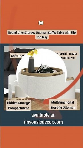 Multifunctional Ottoman Coffee Table ✨ | Small Space Storage Solution