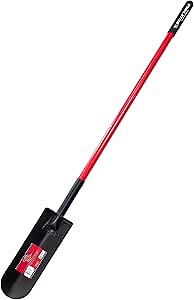 Bully Tools Drain Spade Shovel – Heavy Duty 12-Gauge with Long Fiberglass Handle for Digging, Trench Work, Garden Tasks, Shovels for Gardening and Soil Cutting, Durable Digging Shovel Design, 58-Inch