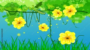 flowers and plants background and 2d animation, grass Stock Video