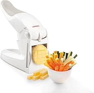 Leifheit Potato Chipper, Chips Cutter, French Fries Cutter, Chipper, 2 chip Sizes 10 and 12 cm, Soft Touch Handle for Easier Chipping, Potato Chipper