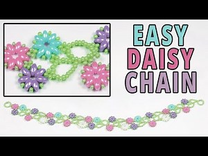 Easy Beaded Daisy Chain Bracelet with Seed Beads and 2 Hole Beads