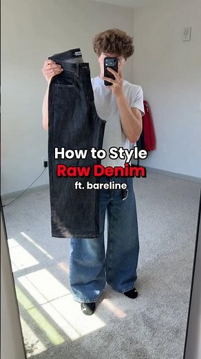 How to style raw denim ft. bareline⬛ #streetwear #rawdenim #selvedgedenim #outfitideas #fitcheck