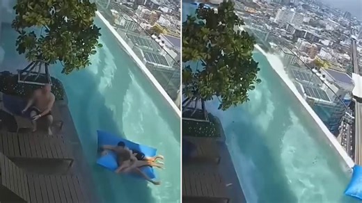 Terrifying moment 7.7 magnitude earthquake hits an infinity pool in Bangkok
