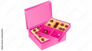 chocolate box background and 2d animation, gift, chocolates, green screen