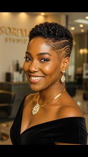 Short Curly Fade with Defined Hair Tattoos ✨ #CurlyFade | Haircuts for Women