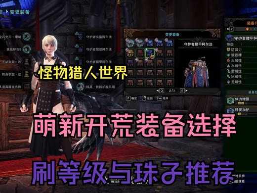 怪物猎人世界萌新开荒装备选择与刷等级珠子方式推荐：尽量保证小白都能看懂