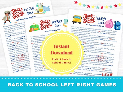 Back to School Left Right Game: Printable Classroom Activity (PDF Download - Etsy