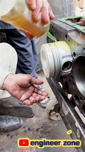 🔥 Professional Way to Install 6 Cylinder Diesel Engine Pistons | Perfect Engine Assembly ⚙️💥 #Shorts