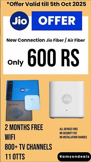 Jio Offer Pay Only 600Rs 🔥 New Connection Jio Fiber & Air Fiber #ytshorts #jiooffer #jio #trending