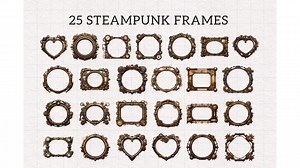 Steampunk Clipart PNG Whimsical Steampunk Ephemera Vehicles Goggles Animals Frames Decor Victorian Fantasy Sublimation Graphics Illustration - Etsy