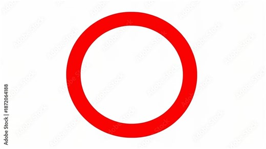 Red circular symbols transition: from loading spinner to no entry sign