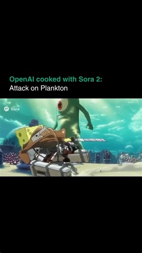 Artificial Intelligence (AI) • ChatGPT on Instagram: "AI just made SpongeBob go full anime 😳 A new viral clip made with OpenAI’s Sora 2 shows SpongeBob and Plankton in an over-the-top fight scene, explosions, slow motion, and wild camera moves. Sora users say OpenAI is adding stronger guardrails to stop these kinds of videos, but early users have been having fun pushing the limits of creativity. What do you think the future of content creation looks like? 🎥: u/Crendox | Reddit"