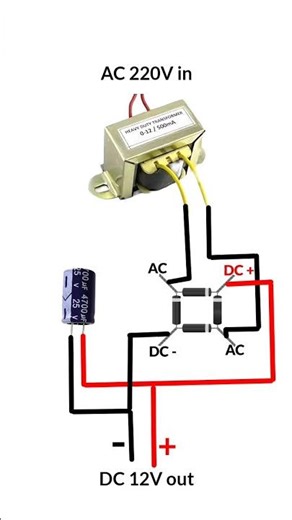 12 volt ac to dc converter circuit #shots #electronic #tarunelectronic