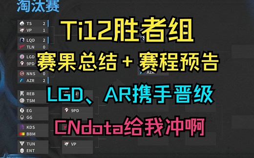 【Ti12胜者组】赛果总结+赛程预告！LGD、AR携手晋级下一轮！CNdota给我冲！_游戏热门视频