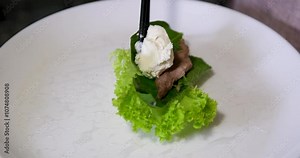 Spring roll with chicken or shrimps in rice paper with sweet and sour sauce close-up, cooking traditional korean chinese food. spring rolls making process step by step