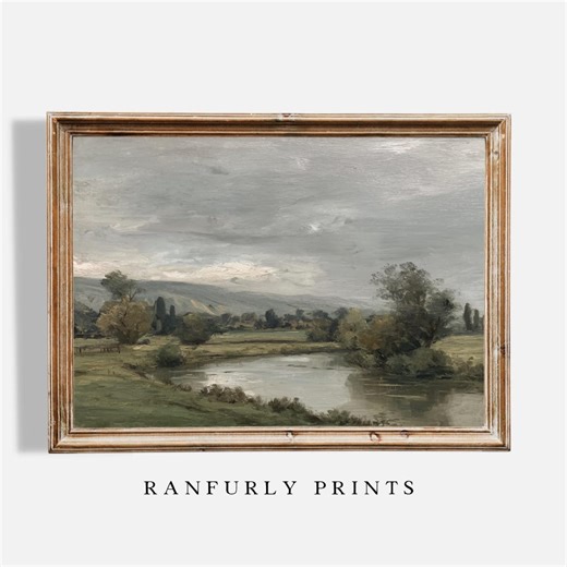 Vintage English River Landscape Print, Rustic Countryside Wall Art (digital Download) - Etsy
