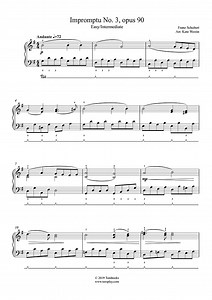 Impromptu No. 3 in G-flat major, D. 899 Opus 90 (Easy/Intermediate Level) (Schubert) - Piano Sheet Music