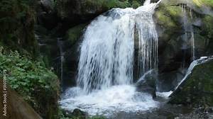 Detail shot of the Triberg waterfalls in the Black Forest, Germany, the highest accessible waterfalls in Germany (167m in seven steps)