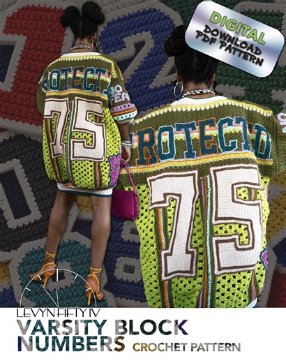 Varsity Crochet Numbers Pattern | Block Number Applique for Jackets, Blankets & DIY Projects | PDF Download - Etsy